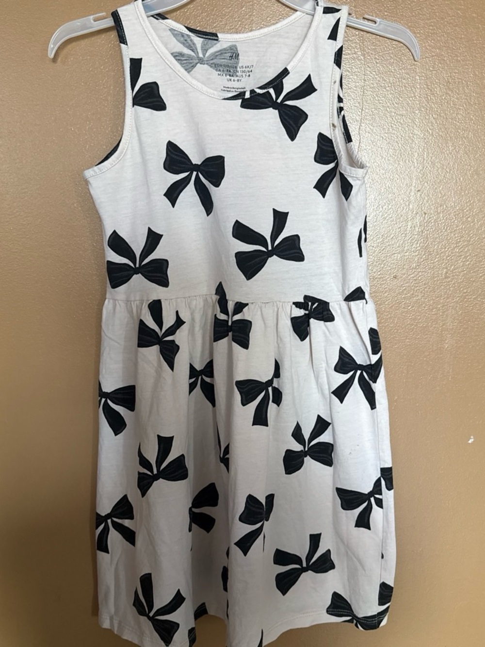 H&M White Tank Dress with Black Bow Print